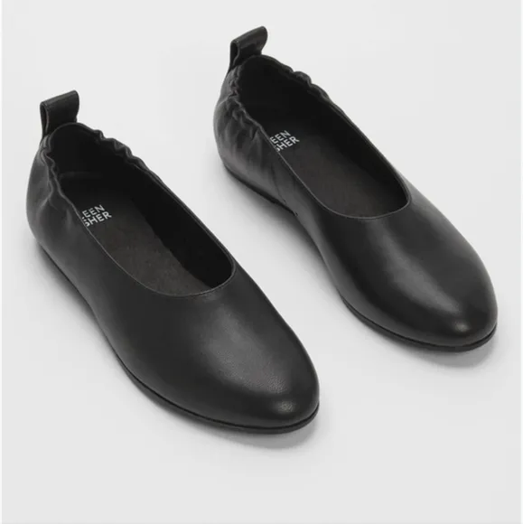 Eileen Fisher Naomi Nappa black leather ballet flats size 7.5