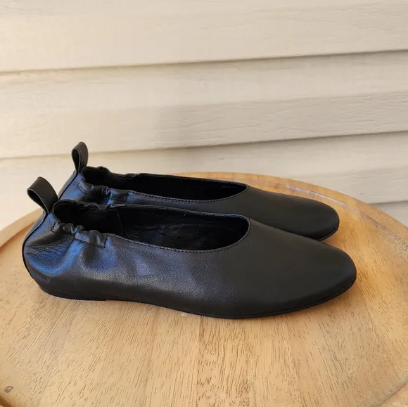 Eileen Fisher Naomi Nappa black leather ballet flats size 7.5