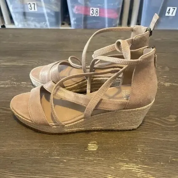 Eileen Fisher Nubuck Espadrille Wedges Size 10 Neutral Wedge NWOT