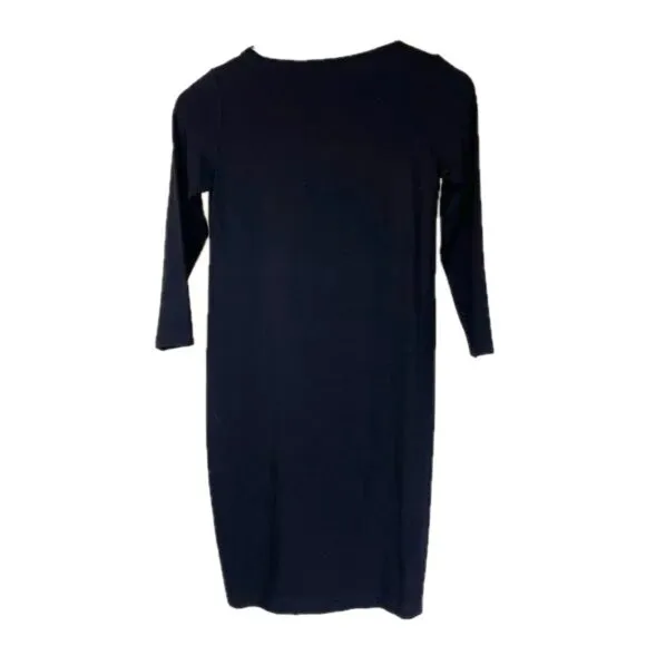 EILEEN FISHER Viscose-Jersey Three-Quarter-Sleeve V-Neck Shift Dress Sz L - NWT