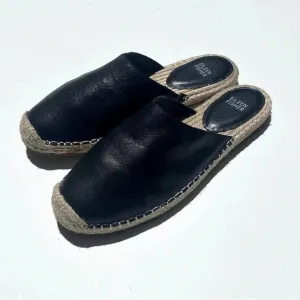 EILEEN FISHER Women’s KAI Black Leather Espadrille mules flats size 9.5