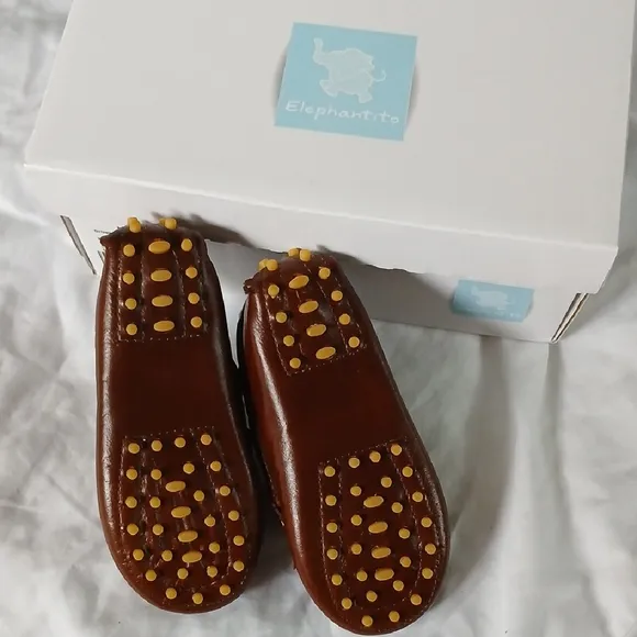 Elephantito Brown Moccasins with Soft Leather and Flexible Sole.7 months Old