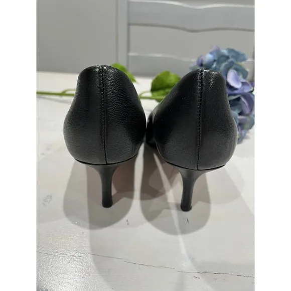 Elie Tahari Black Leather Pointed Toe Stiletto Heel Pumps Size 38