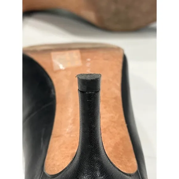 Elie Tahari Black Leather Pointed Toe Stiletto Heel Pumps Size 38