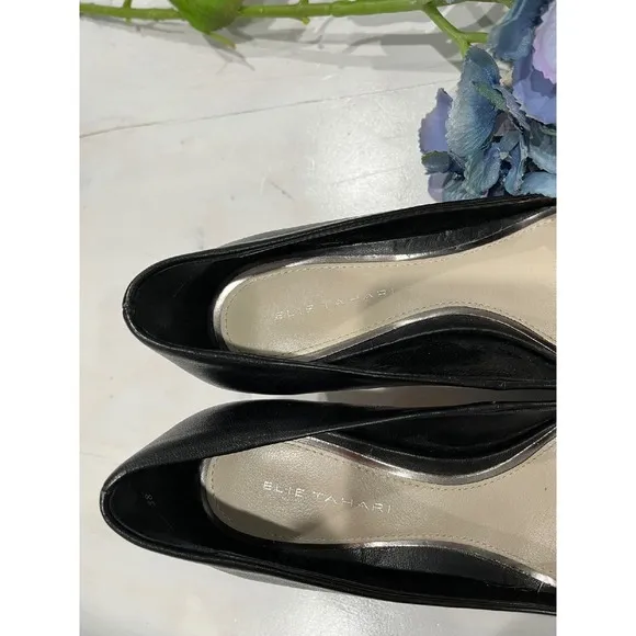 Elie Tahari Black Leather Pointed Toe Stiletto Heel Pumps Size 38