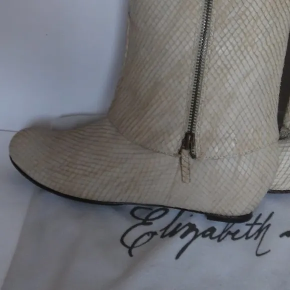 Elizabeth and James E-steel Snakeskin Wedge‎ Laser cut Leather Zip Boots Shoes