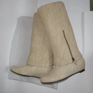 Elizabeth and James E-steel Snakeskin Wedge‎ Laser cut Leather Zip Boots Shoes