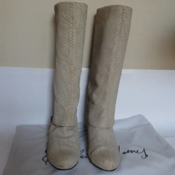 Elizabeth and James E-steel Snakeskin Wedge‎ Laser cut Leather Zip Boots Shoes