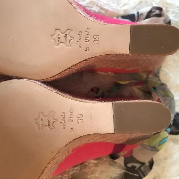 Emilio Pucci Canvas Peep-Toe Wedges 39