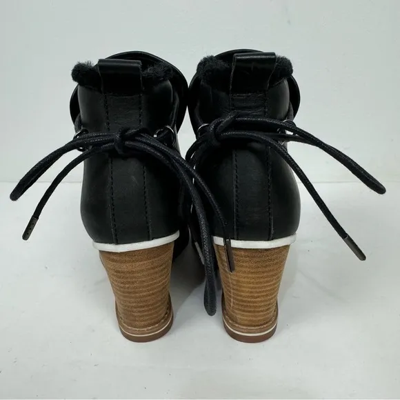 Emu Australia Crabtree Black Suede Closed Toe Wedges Winter Minimalist Casual