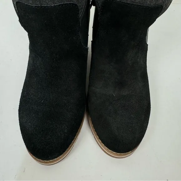 Emu Australia Crabtree Black Suede Closed Toe Wedges Winter Minimalist Casual