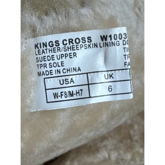 Emu Australia Tall Boots Size 8 Tan Suede Leather Shearling-Lined Flat Heel Zip