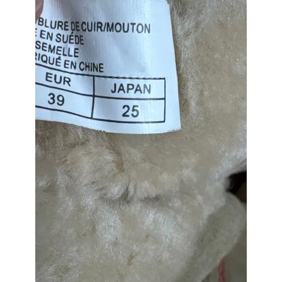 Emu Australia Tall Boots Size 8 Tan Suede Leather Shearling-Lined Flat Heel Zip