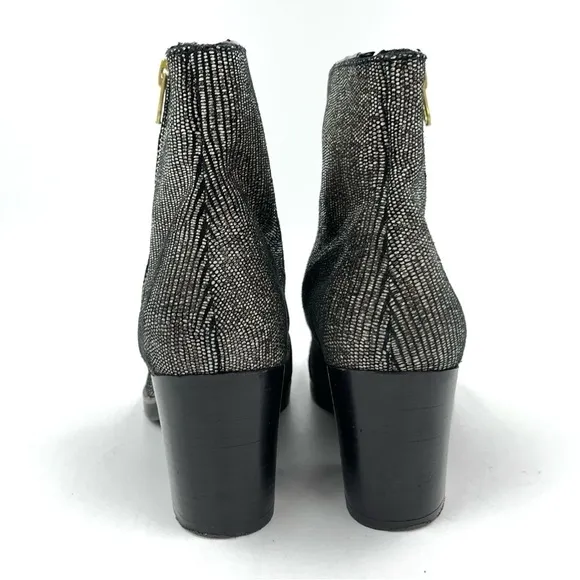 Eric Michael Snake Skin Silver Pewter Leather Heeled Ankle Boots Size 37