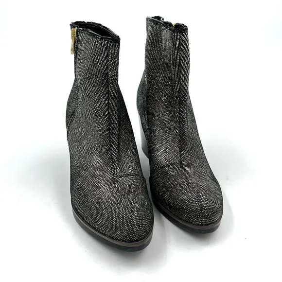 Eric Michael Snake Skin Silver Pewter Leather Heeled Ankle Boots Size 37