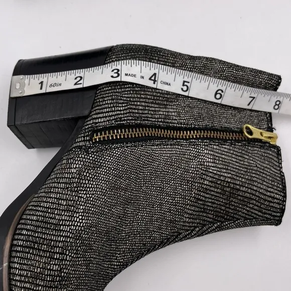 Eric Michael Snake Skin Silver Pewter Leather Heeled Ankle Boots Size 37