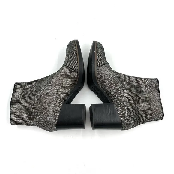 Eric Michael Snake Skin Silver Pewter Leather Heeled Ankle Boots Size 37
