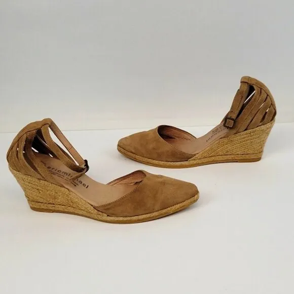 Eric Michael Vera Suede Espadrille Wedge Tan Size 39 (EU)