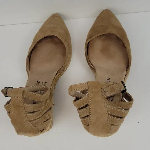 Eric Michael Vera Suede Espadrille Wedge Tan Size 39 (EU)
