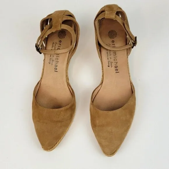 Eric Michael Vera Suede Espadrille Wedge Tan Size 39 (EU)