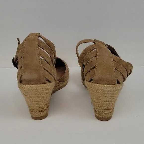 Eric Michael Vera Suede Espadrille Wedge Tan Size 39 (EU)