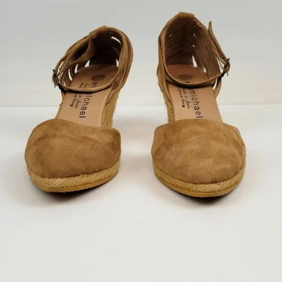 Eric Michael Vera Suede Espadrille Wedge Tan Size 39 (EU)