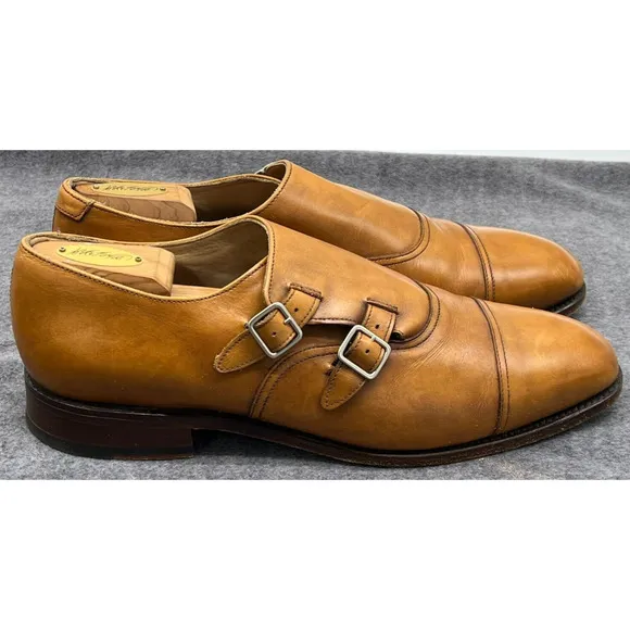 E.T. Wright Mens Pecan Double Monk Dress Shoes 13D Masters Collection England