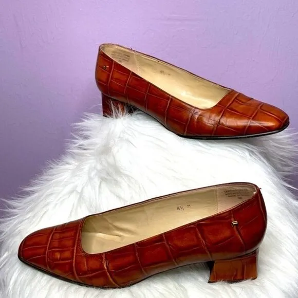 Etienne Aigner Leather Block Heel Square Toe