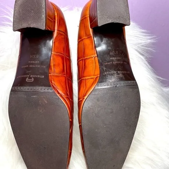 Etienne Aigner Leather Block Heel Square Toe