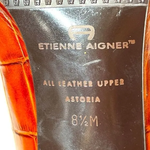 Etienne Aigner Leather Block Heel Square Toe