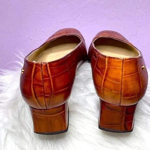 Etienne Aigner Leather Block Heel Square Toe