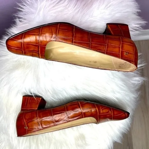 Etienne Aigner Leather Block Heel Square Toe