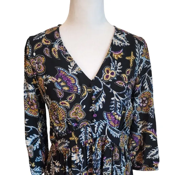 EUC BA&amp;SH Relaxed Fit Bohemian Volver Paisley Mini Dress