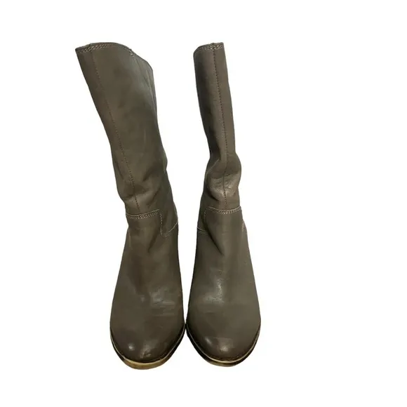 EUC - Lucky Brand Emberleigh Brindle Taupe Leather Heeled Boot‎ US 8M EU 38