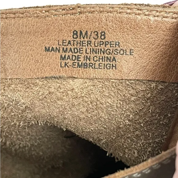EUC - Lucky Brand Emberleigh Brindle Taupe Leather Heeled Boot‎ US 8M EU 38