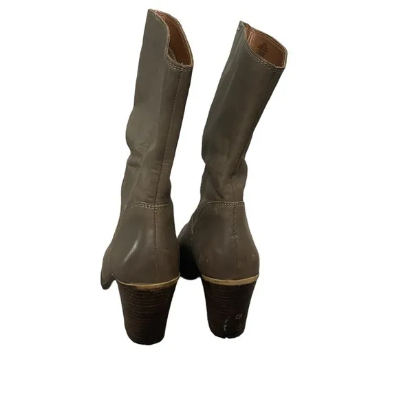 EUC - Lucky Brand Emberleigh Brindle Taupe Leather Heeled Boot‎ US 8M EU 38