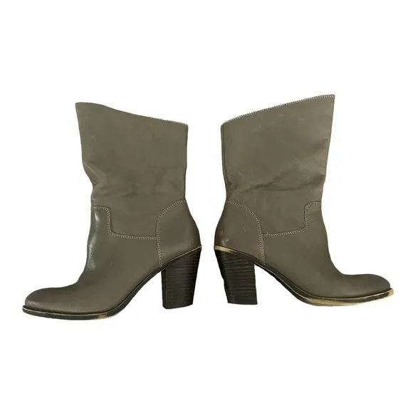 EUC - Lucky Brand Emberleigh Brindle Taupe Leather Heeled Boot‎ US 8M EU 38