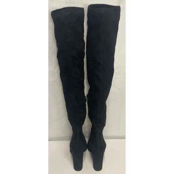 EUC MINELLI Paris Luxury Black Suede Thigh High, Over The Knee Chic Boots Sz 7.5