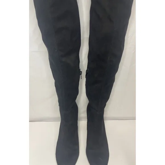 EUC MINELLI Paris Luxury Black Suede Thigh High, Over The Knee Chic Boots Sz 7.5