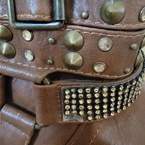 EUC Not Rated brand Rhinestone/Buckle/Grommet Tall Boots Size 9