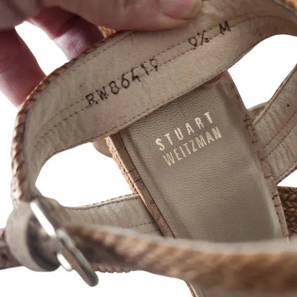 EUC Stuart Weitzman Minx Braided leather Jute Cork Platform Espadrille Wedge