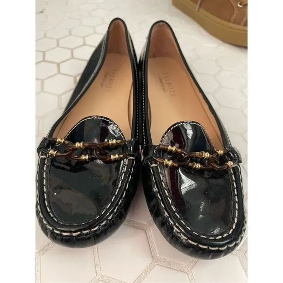 EUC Talbots Patent Leather Black Loafers 8B