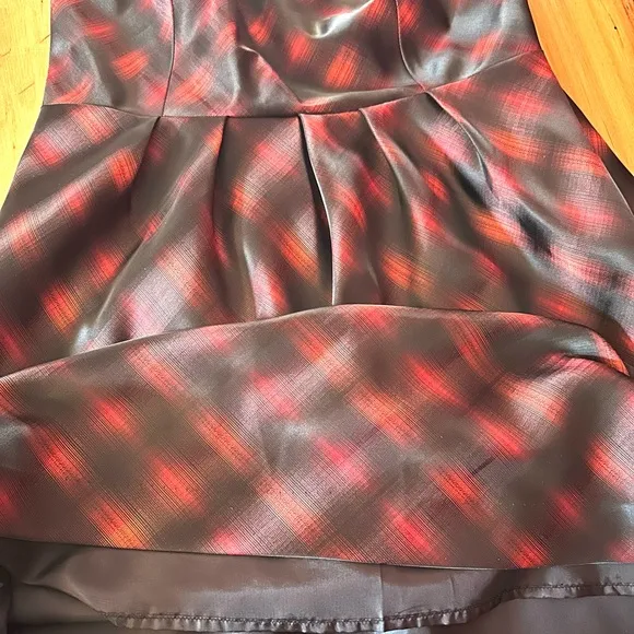 EUC Vintage The Limited red and black plaid strapless dress, size 12