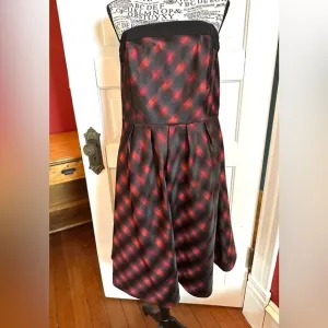 EUC Vintage The Limited red and black plaid strapless dress, size 12