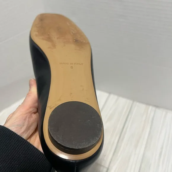 Everlane Black leather flats 8 made Italy