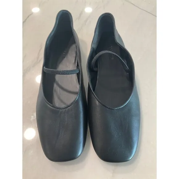 Everlane The Day Mary Jane in Black Leather New Womens Ballet Flats