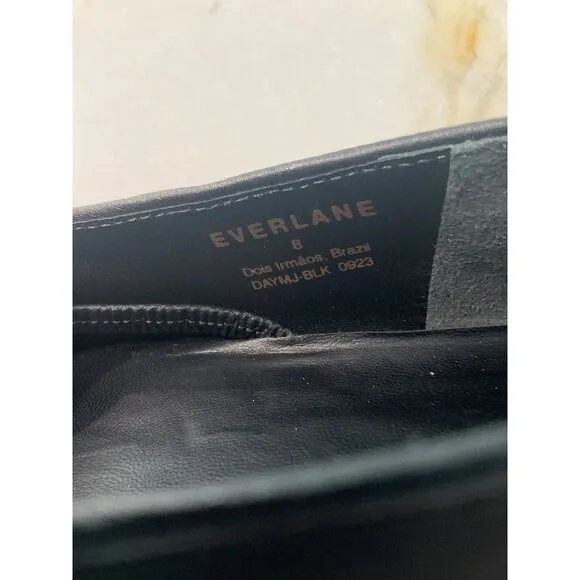 Everlane The Day Mary Jane in Black Leather New Womens Ballet Flats