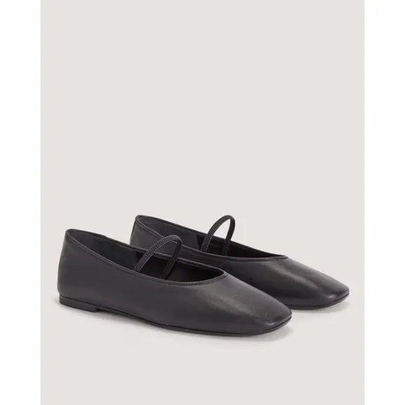 Everlane The Day Mary Jane in Black Leather New Womens Ballet Flats