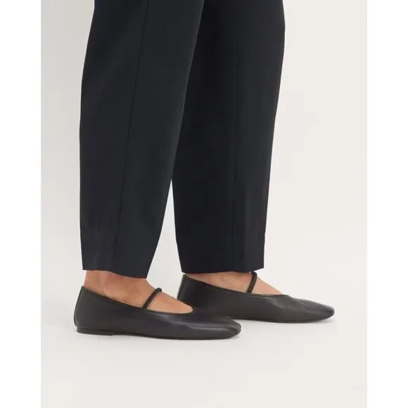 Everlane The Day Mary Jane in Black Leather New Womens Ballet Flats