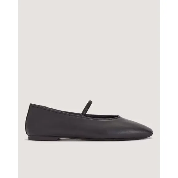Everlane The Day Mary Jane in Black Leather New Womens Ballet Flats